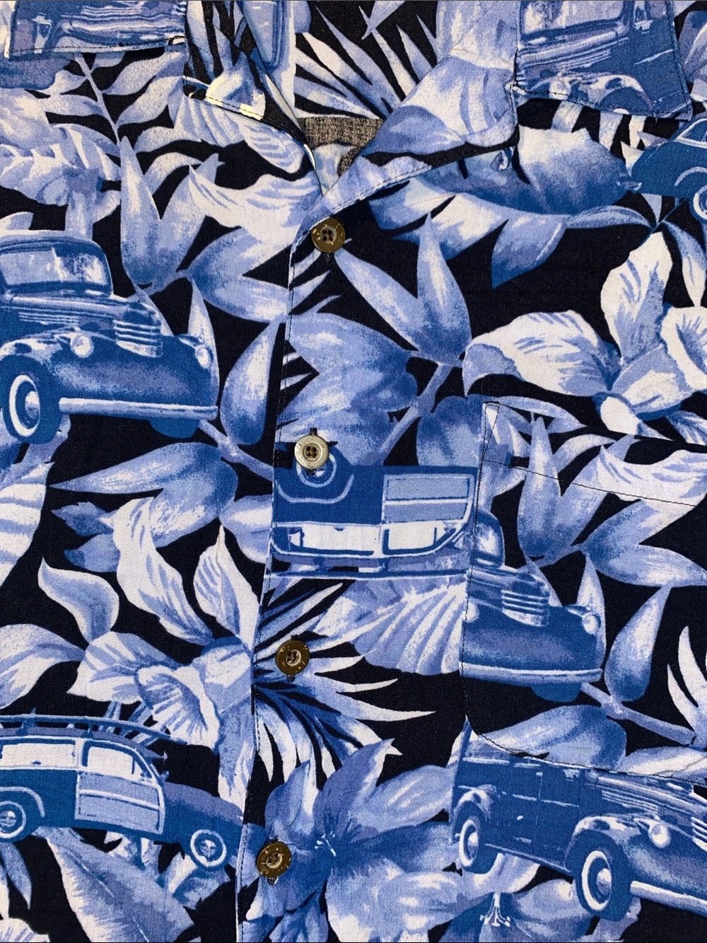 Panama Jack vintage Tropical Car Print Short-Sleeve Shirt - Picture 4 of 5